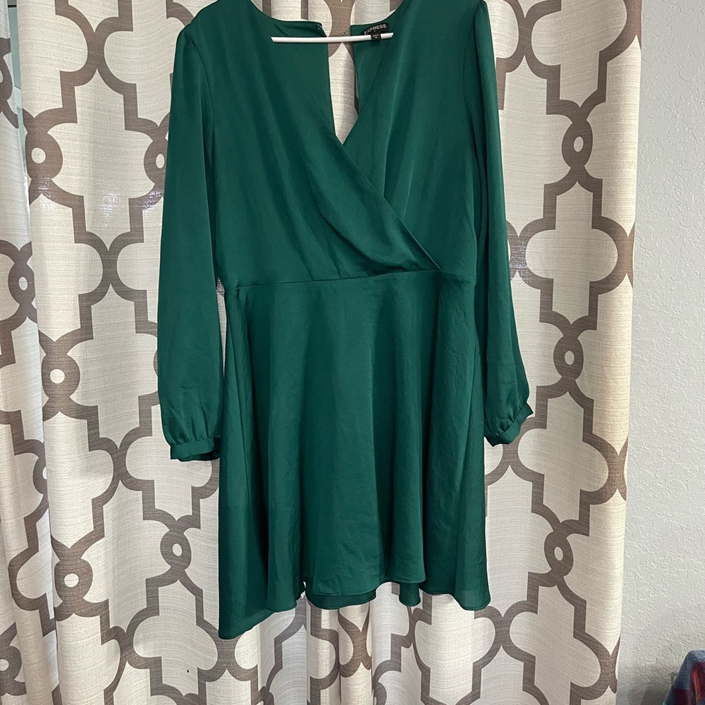 Express Deep Green Long Sleeve Dress